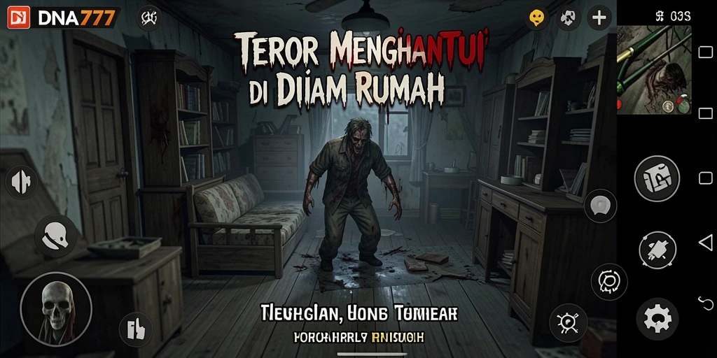 Tampilan antarmuka permainan DNA777 yang menakutkan dan menarik.
