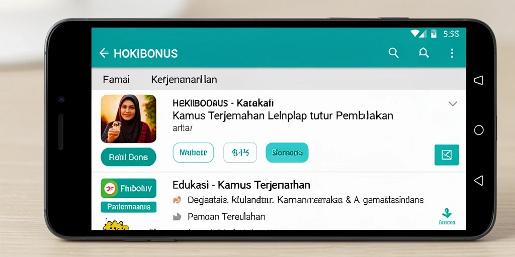 Screenshot antarmuka HOKIBONUS menampilkan fitur Kamus Terjemahan yang mudah digunakan.
