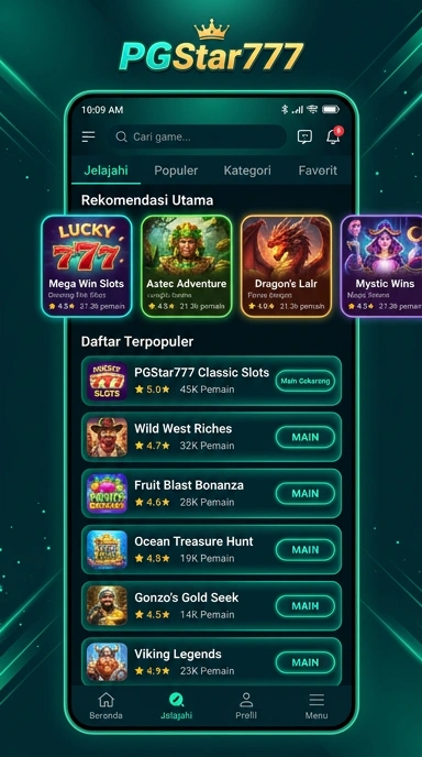 Tampilan katalog aplikasi pgstar777